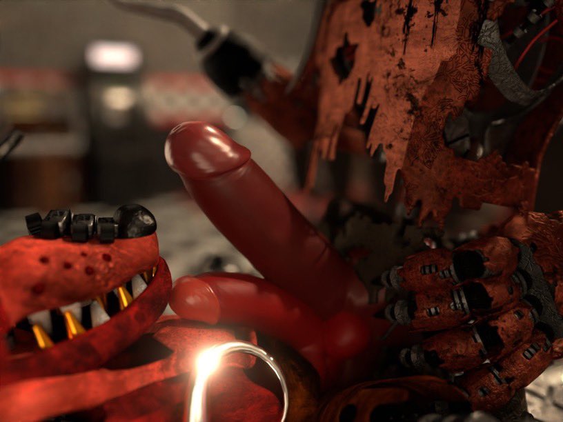 anal animal_humanoid animatronic canid canine duo five_nights_at_freddy's five_nights_at_freddy's_4 fox foxy_(fnaf) from_front_position humanoid lying machine male male/male mammal missionary_position nightmare_foxy_(fnaf) on_back pirate pizzeria red_body robot scottgames sex stage yellow_eyes