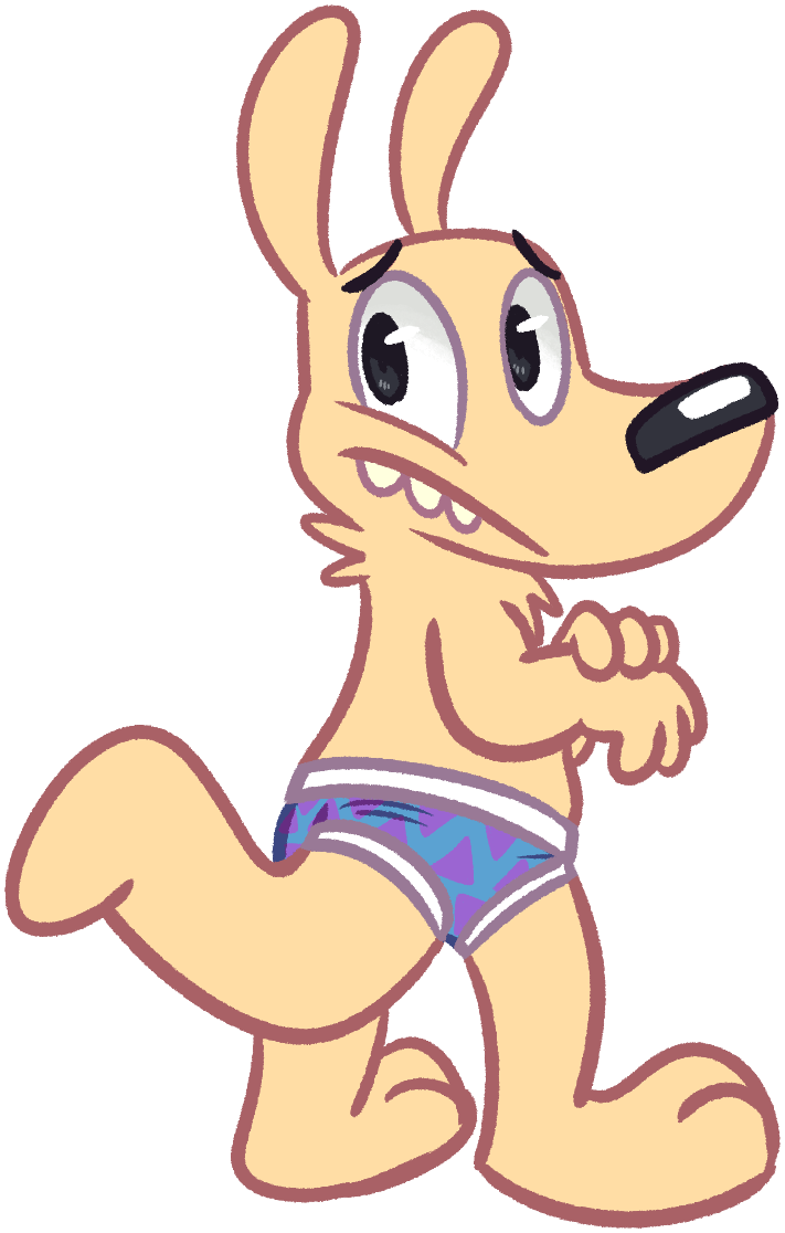 alpha_channel anthro barefoot black_eyes black_nose blue_briefs blue_clothing blue_underwear briefs briefs_only clothed clothing feet fur goronic macropod male mammal marsupial nickelodeon patterned_briefs patterned_underwear rocko's_modern_life rocko_rama simple_background solo tan_body tan_fur teeth_showing topless transparent_background underwear underwear_only wallaby