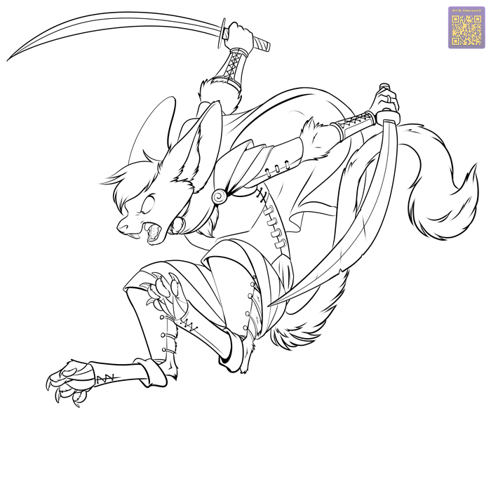 action_pose angry anthro buckteeth dipodid foxenawolf fur hair holding_object holding_sword holding_weapon jerboa long_tail male mammal melee_weapon monochrome open_mouth pawpads pose rodent solo sword tail teeth weapon