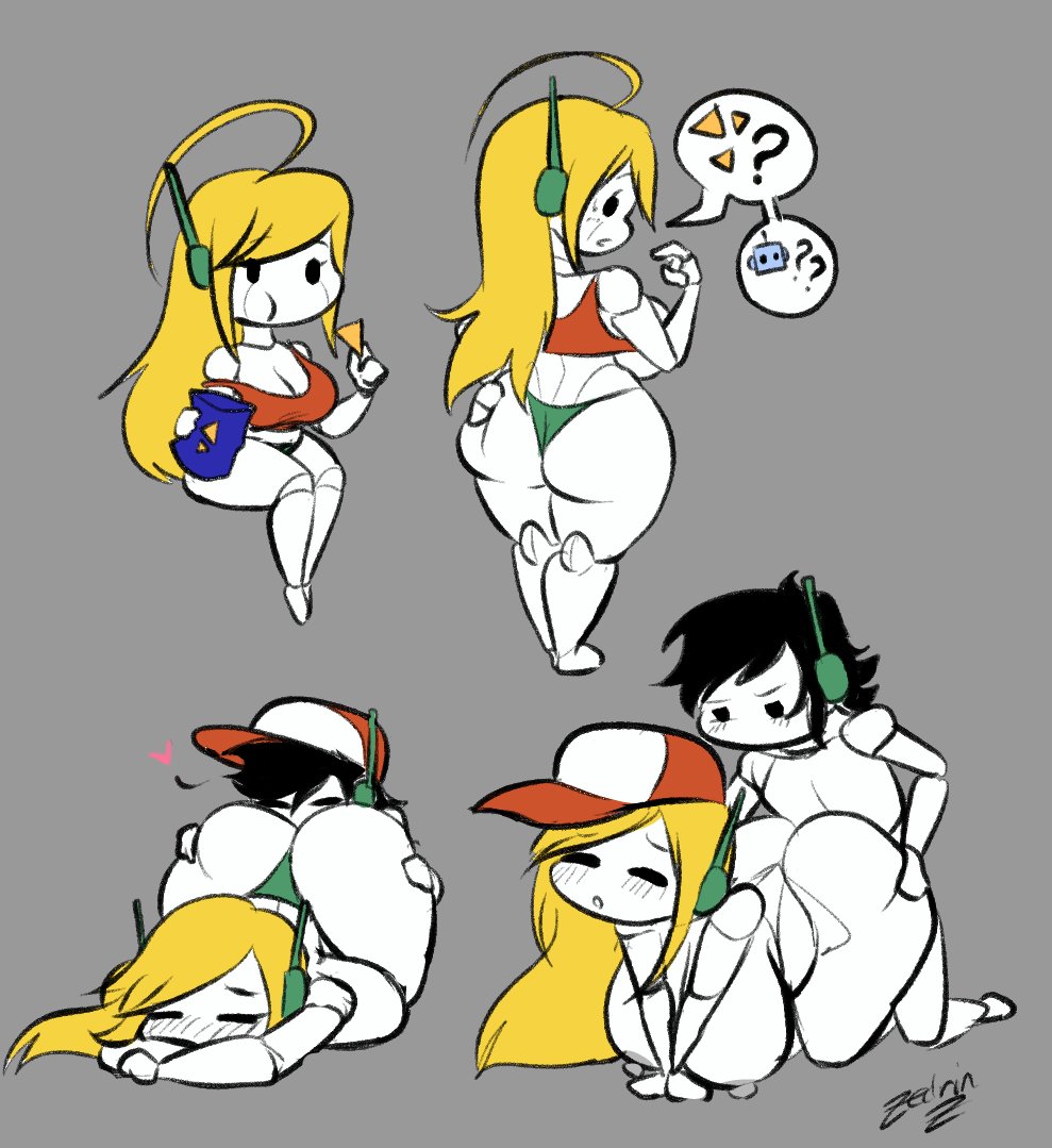 &lt;3 big_breasts big_butt black_hair blonde_hair blush blush_lines breast_expansion breasts butt butt_expansion cave_story clothing curly_brace doggystyle duo eating expansion eyes_closed female from_behind_position hair hat headgear headwear huge_breasts humanoid machine male male/female nipples penetration quote_(cave_story) robot robot_humanoid sex signature simple_background speech_bubble text zedrin
