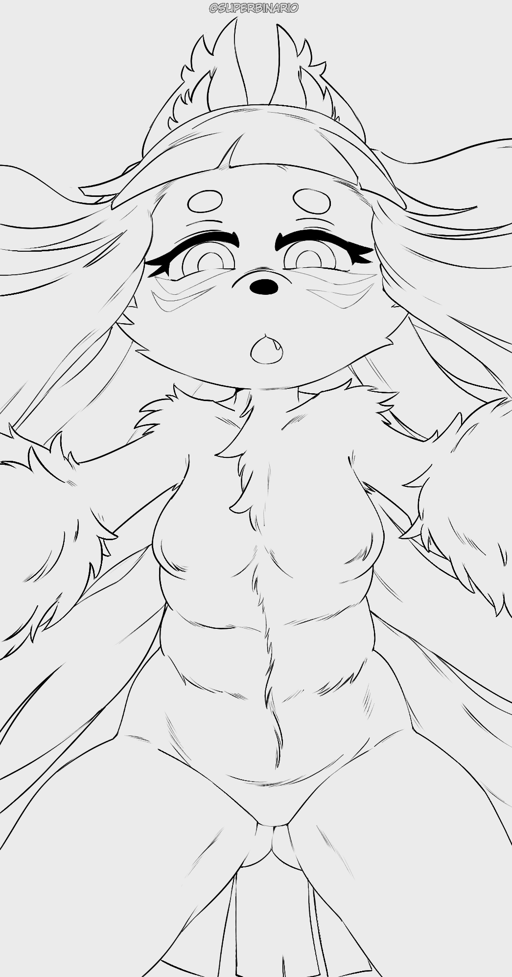 animated anthro breasts butt canid canine digital_media_(artwork) eyelashes eyeshadow female first_person_view fox fox_ears fur hair hi_res line_art looking_at_viewer low-angle_view makeup mammal miko_(jratking) simple_background small_breasts solo superbinario white_body white_fur