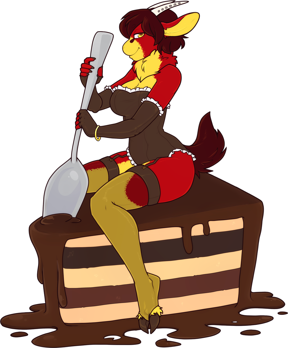 2018 alpha_channel amy_del_(nicoya) anthro biped black_clothing bovid bovine breasts clothed clothing cloven_hooves countershade_face countershade_fur countershade_torso countershading cutlery digital_media_(artwork) female fur hi_res holding_spoon hooves horn kitchen_utensils legwear mammal red_body red_fur shaded simple_background sitting solo spoon stockings tools translucent translucent_clothing translucent_legwear transparent_background yellow_body yellow_fur zyira