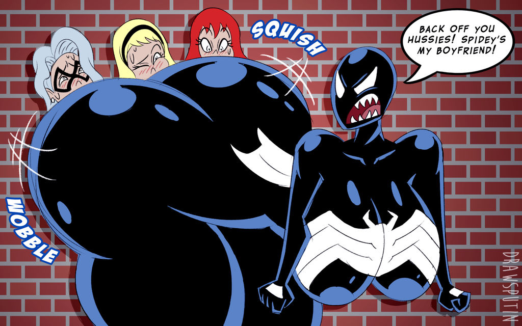 angry anthro bared_teeth bent_over big_breasts big_butt black_body blonde_hair breasts brick_wall butt butt_press butt_slam butt_smother butt_squish clenched_fists drawsputin felicia_hardy female fighting_over_boy grey_hair group gwen_stacy hair hairless huge_butt human humanoid mammal marvel mary_jane_watson open_mouth red_hair she-venom smothering spider-man_(series) squish venom_(marvel) wall_(structure)