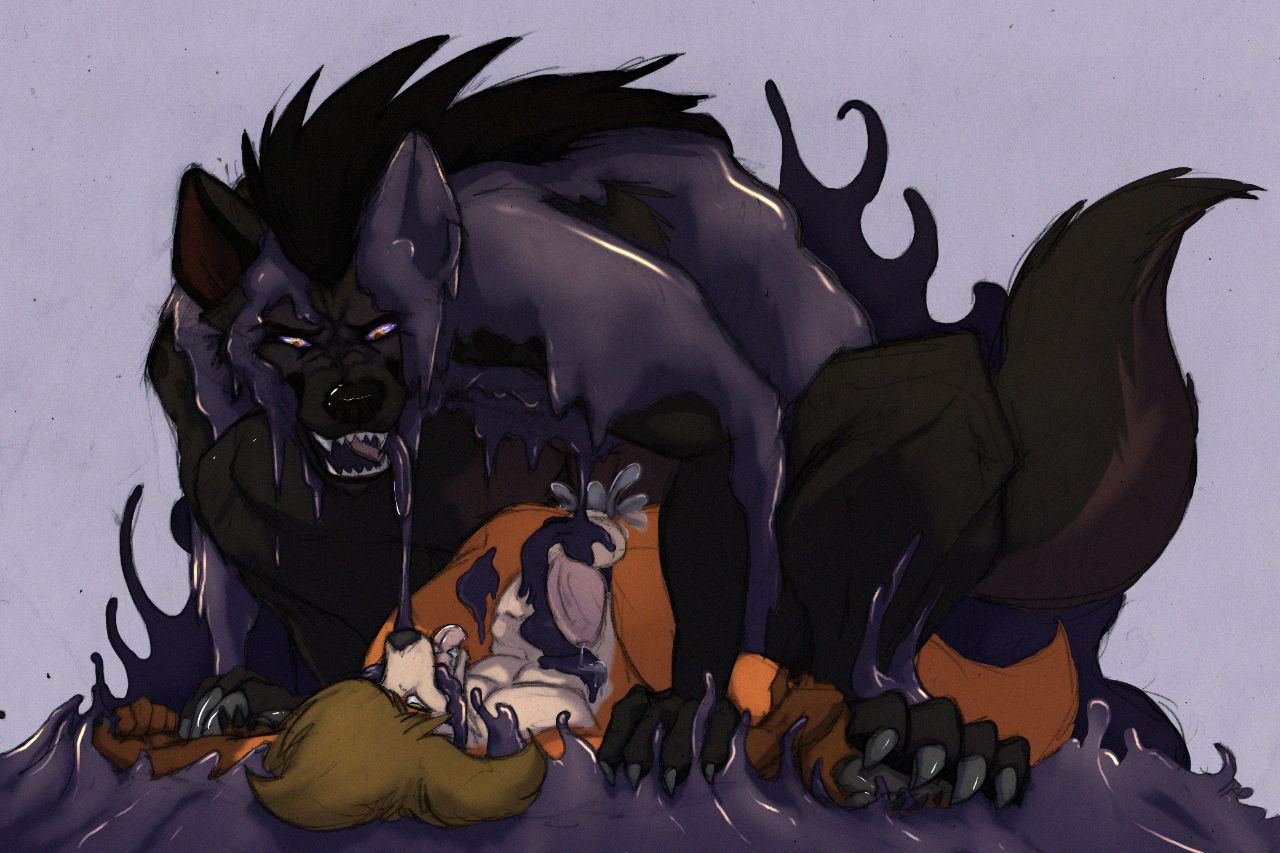 alfred_(umpherio) anthro balls balls_deep bodily_fluids canid canine canis cum cum_in_ass cum_inside defeat defeat_sex defeated dominant drooling drooling_into_mouth drooling_slime duo ejaculation fox from_front_position genital_fluids genitals gnoll goo_creature hybrid hyena latex lying male male/male mammal missionary_position on_back pawpads paws penetration penis ryukaj saliva sex slime umpherio wolf