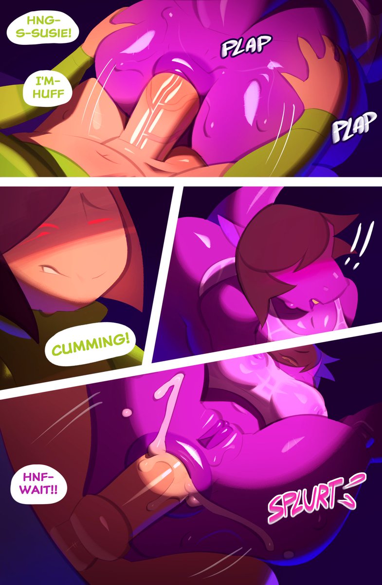 2023 anal anal_penetration anthro anthro_penetrated anus balls big_butt bodily_fluids bottomless brown_hair butt clothed clothing comic cum cum_in_ass cum_inside deltarune duo english_text exclamation_point female female_penetrated fingers genital_fluids genitals hair hand_on_butt hi_res huge_butt human human_on_anthro human_penetrating human_penetrating_anthro interspecies kris_(deltarune) male male/female male_penetrating male_penetrating_female mammal open_mouth penetration penis purple_anus purple_body purple_pussy pussy reptile scalie sex susie_(deltarune) svarzye tail text topwear undertale_(series) vein veiny_penis