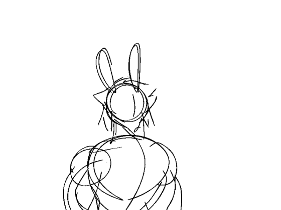 2d_animation animated anthro big_breasts boo3 boo_(boo3) breasts guide_lines gynomorph intersex lagomorph leporid mammal muscular rabbit sketch solo