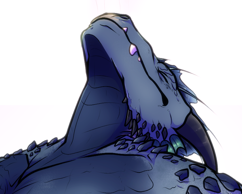 2021 anthro aquatic_dragon arm_spikes baits blue_body blue_scales breath close-up digital_media_(artwork) dragon ear_frill eyes_closed facial_spikes frill_(anatomy) head_crest head_frill headshot_portrait horn icon jaw_spikes jrain male marine overbite portrait scales scalie shoulder_spikes simple_background solo spikes spikes_(anatomy) teeth underbite white_background