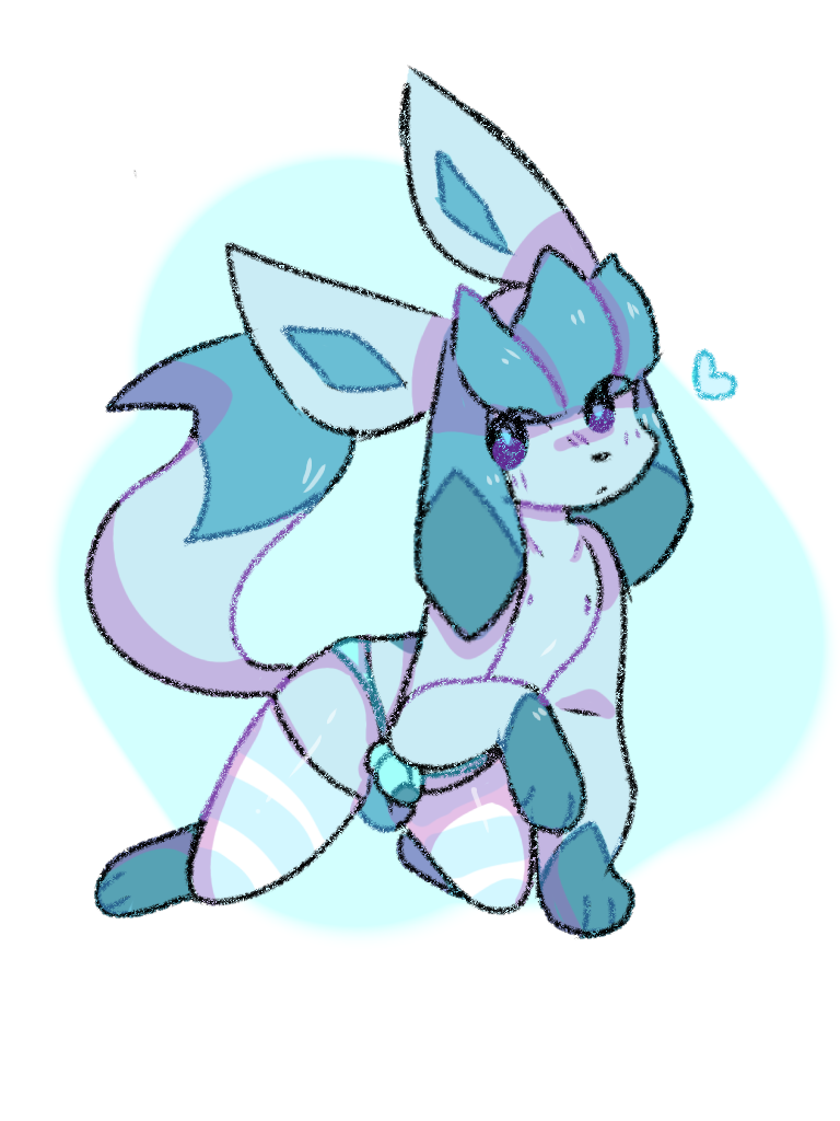 anthro chastity_(disambiguation) chastity_device clothing eeveelution footwear generation_4_pokemon glaceon legwear male male/male nintendo paws pokemon pokemon_(species) skyl4378 socks solo thigh_highs