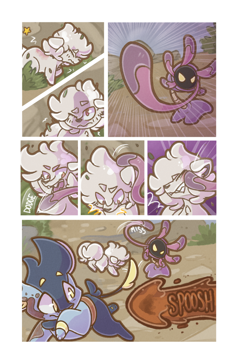 alolan_form alolan_vulpix ambiguous_gender blue_body blue_fur comic english_text feral fight fossil_pokemon fur generation_3_pokemon generation_4_pokemon grass group head_tuft hi_res inner_ear_fluff lileep looking_at_another malachi_(wooled) mud nintendo outside pink_body plant pokemon pokemon_(species) pokemon_mystery_dungeon quadruped regional_form_(pokemon) rune_(wooled) shinx text trio tuft white_body white_fur wooled yellow_eyes