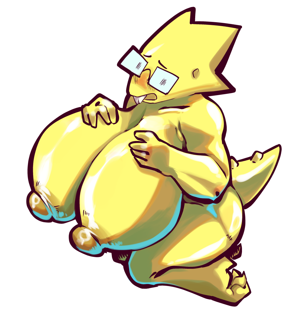 2023 alpha_channel alphys anthro areola big_areola big_breasts blush box_chan breasts dinosaur eyewear female glasses huge_areola huge_breasts hyper hyper_areola hyper_breasts hyper_nipples kneeling nipples non-mammal_breasts open_mouth reptile scalie simple_background solo thick_thighs transparent_background undertale_(series) wide_hips yellow_body