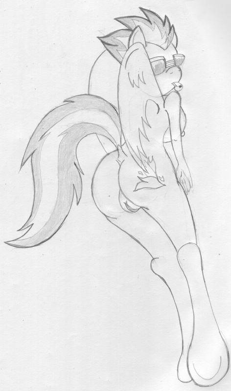 anatomically_correct anthro biped breasts butt cutie_mark equid equine eyewear female flying friendship_is_magic genitals graphite_(artwork) hasbro hooves horse mammal monochrome my_little_pony nude pegasus pencil_(artwork) pony pussy reddragonkan solo spitfire_(mlp) sunglasses traditional_media_(artwork) whistle wings wonderbolts_(mlp)