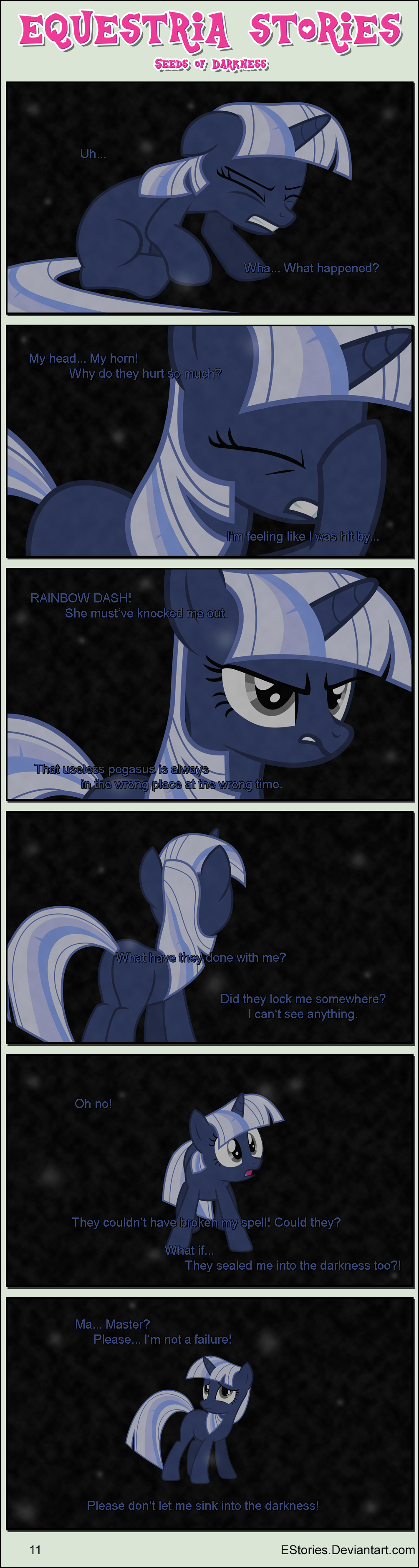 absurd_res bangs concern darkness dialogue dreamscape ears_down ears_up equid equine estories eyes_closed female feral friendship_is_magic hasbro hi_res horn mammal my_little_pony no_cutiemark pivoted_ears silverlay_(estories) solo unconscious unconscious_female unicorn wide_eyed worried