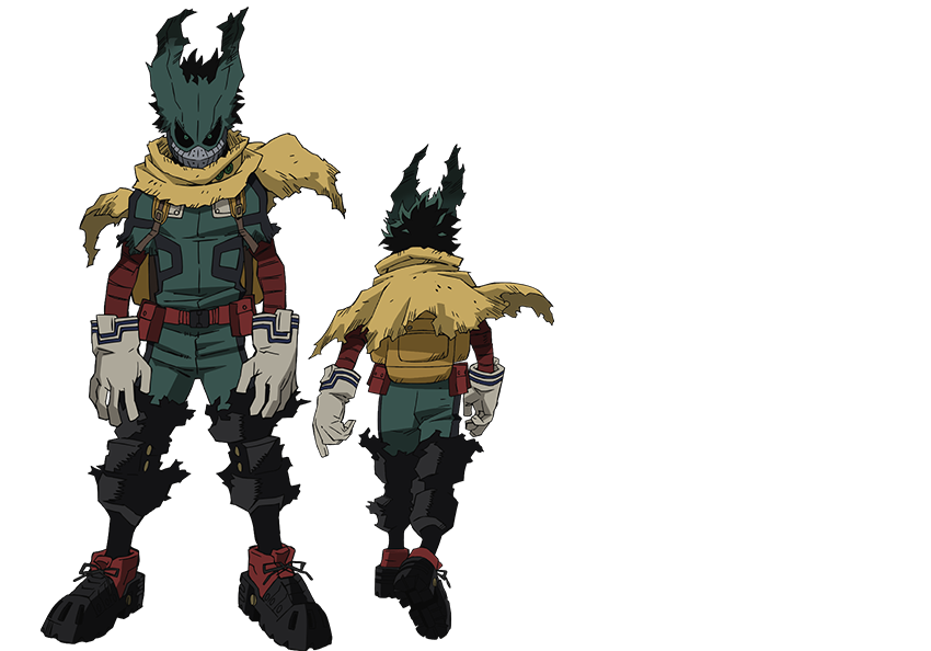 1boy arms_at_sides backpack bag belt belt_pouch blank_stare bodysuit boku_no_hero_academia cape covered_face cross-laced_footwear curly_hair expressionless eyes_in_shadow floating_cape from_behind full_body gloves green_bodysuit green_eyes green_hair green_mask heroaca_anime legs_apart looking_ahead male_focus mask midoriya_izuku multiple_views official_art pouch red_belt reference_sheet second-party_source shoe_soles short_hair simple_background spoilers standing straight-on torn_cape torn_clothes torn_mask torn_sleeves transparent_background turnaround umakoshi_yoshihiko utility_belt walking white_background white_gloves yellow_bag yellow_cape