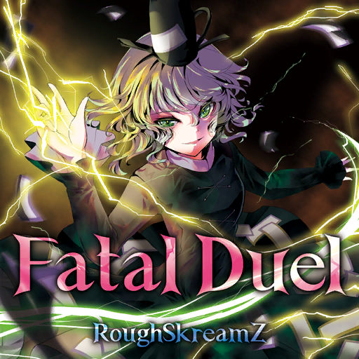 1girl album_cover black_headwear black_ribbon collar collared_dress cover dark_background dress english_text frilled_sleeves frills game_cg green_dress green_eyes grey_hair hat hat_ribbon lightning long_sleeves looking_at_viewer official_art ofuda ofuda_on_clothes open_mouth outstretched_arm outstretched_hand ribbon roughskreamz sanamisa short_hair smile soga_no_tojiko storm tate_eboshi touhou touhou_cannonball upper_body wavy_hair white_collar