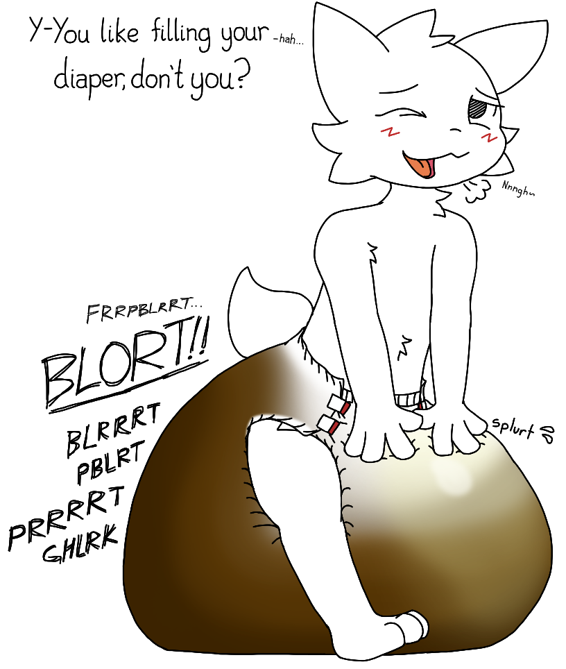 anthro big_diaper blort blush bodily_fluids boy_kisser_(meme) clothed clothing cum cum_in_diaper diaper diaper_fetish diaper_only diaper_squish domestic_cat feces felid feline felis full_diaper fur genital_fluids hair looking_at_viewer looking_pleasured male mammal messing_diaper messy_diaper onomatopoeia scat silly_cat_(mauzymice) simple_background smile soiled soiled_diaper soiling solo sound_effects splurt tail text topless unknown_artist urine wearing_diaper wet_diaper wetting white_background white_body white_fur