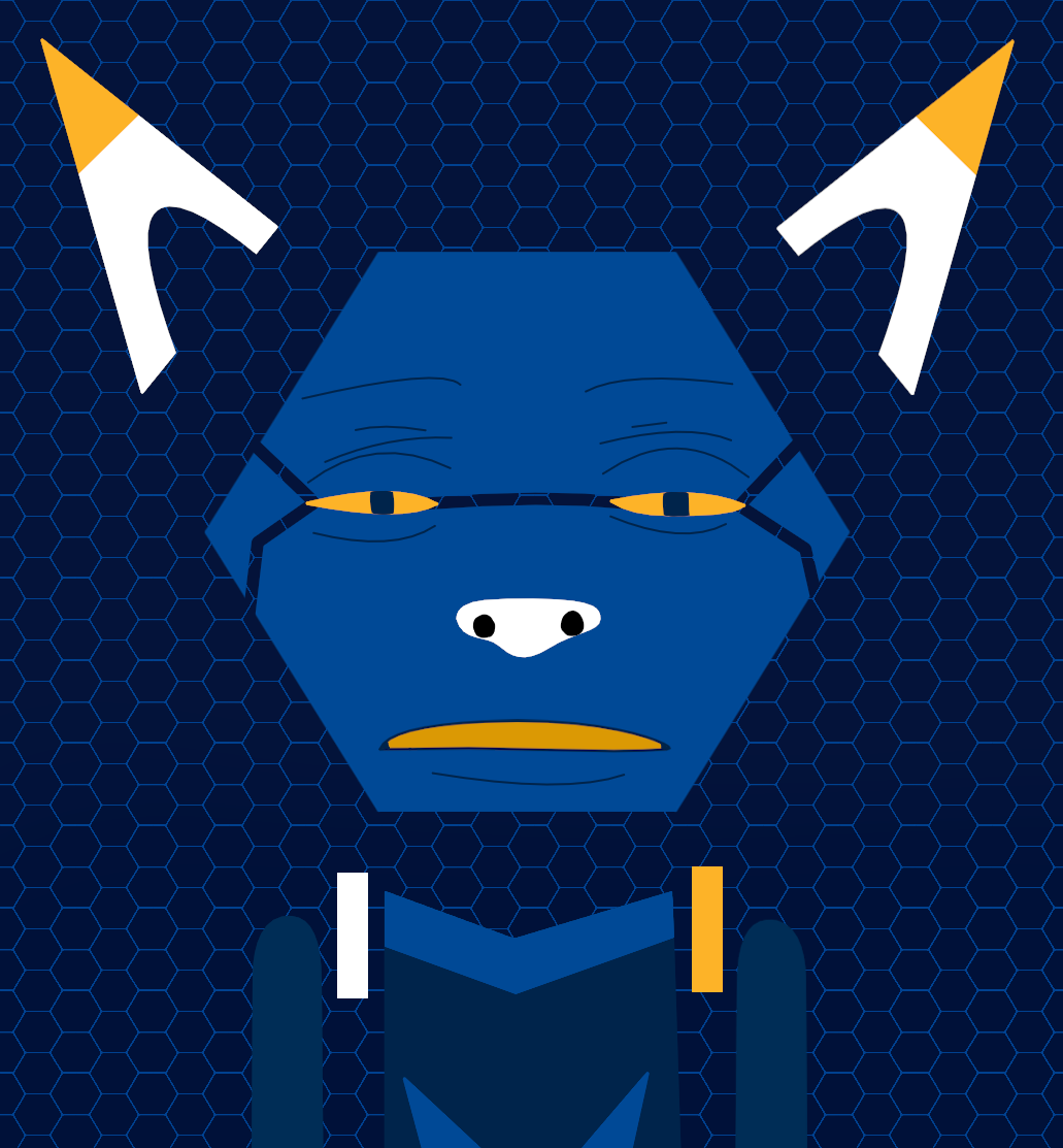 ambiguous_gender android anthro damn_daniel domestic_cat e621 esix felid feline felis hexagon looking_at_viewer machine mammal mascot meme narrowed_eyes open_mouth orange_eyes redcrystal robot simple_background solo squint