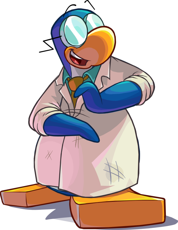 alpha_channel avian bald bird blue_clothing blue_shirt blue_topwear brush brushing clothing club_penguin coat collared_shirt eyewear full-length_portrait gary_the_gadget_guy glasses lab_coat looking_aside male necktie official_art open_mouth orange_necktie penguin portrait shirt solo topwear unknown_artist upper_teeth_only white_clothing white_coat white_topwear