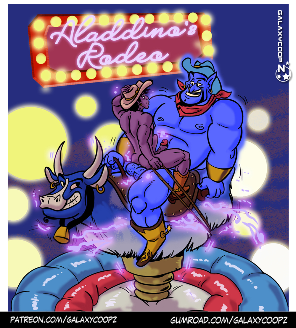 abdominal_bulge abs aladdin_(disney) anal anal_penetration back_muscles balls beard black_hair blue_body body_hair boots butt chair_position clothing cowboy_boots cowboy_hat disney disney's_aladdin duo ear_piercing english_text erection eye_contact facial_hair footwear from_behind_position galaxycoopz genie genie_(disney) genitals hair hairy_balls hat headgear headwear human human_on_humanoid human_penetrated humanoid humanoid_penetrating humanoid_penetrating_human humanoid_pointy_ears interspecies larger_humanoid larger_male long_ears looking_at_another looking_pleasured male male/male male_penetrated male_penetrating male_penetrating_male mammal mechanical_bull muscular muscular_humanoid muscular_male nipples nude open_mouth pecs penetration penile penile_penetration penis penis_in_ass piercing sex signature sitting size_difference smaller_human smaller_male smaller_penetrated text url