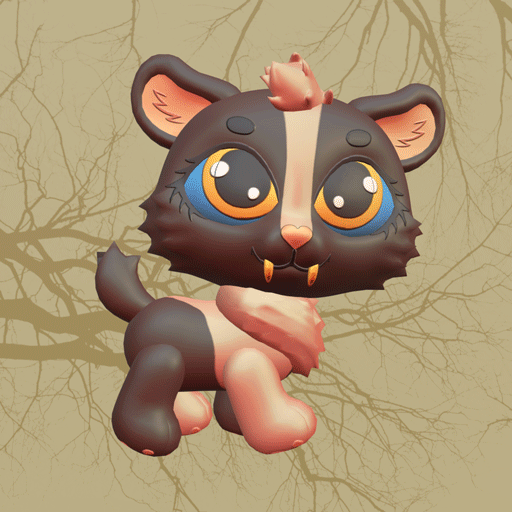 3d_(artwork) 3d_animation all_fours ambiguous_gender animated birdiebeanz chest_tuft digital_media_(artwork) fan_character fangs felid feral hasbro head_tuft inner_ear_fluff littlest_pet_shop machairodontine mammal paws sabertooth_(anatomy) smile solo spinning style_parody tail teeth tuft