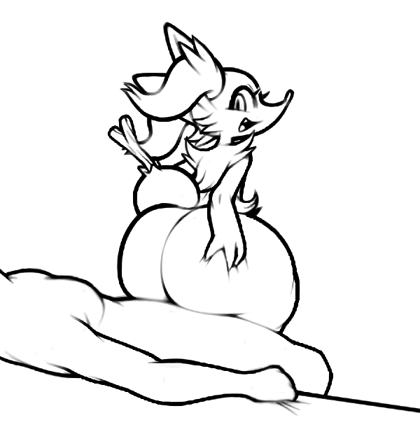 1:1 2023 ambiguous_gender anthro big_butt biped black_and_white box_(hajimeyou654) braixen butt digital_drawing_(artwork) digital_media_(artwork) duo female fur generation_6_pokemon hand_on_butt human inner_ear_fluff line_art looking_back mammal monochrome nintendo pokemon pokemon_(species) rear_view simple_background smile stick stick_in_tail tail thick_thighs tuft white_background wide_hips