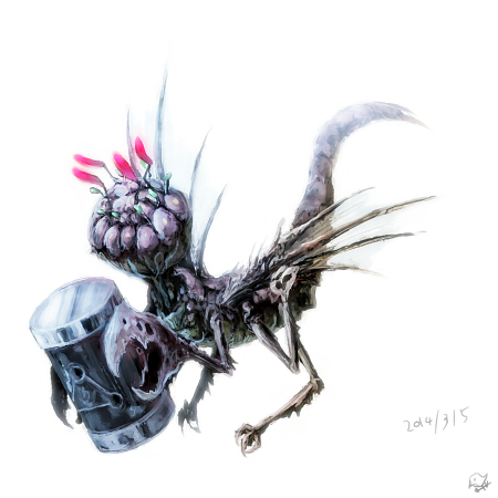 1:1 2014 4_antennae 6_legs alien amamidori ambiguous_gender antennae_(anatomy) arthropod arthropod_abdomen biped canister claws cthulhu_mythos dated deity digital_media_(artwork) digital_painting_(artwork) eldritch_abomination elemental_creature english_text feral fungi_fauna fungus h.p._lovecraft low_res membrane_(anatomy) membranous_wings mi-go_(h.p._lovecraft) signature simple_background solo standing tail text white_background wings