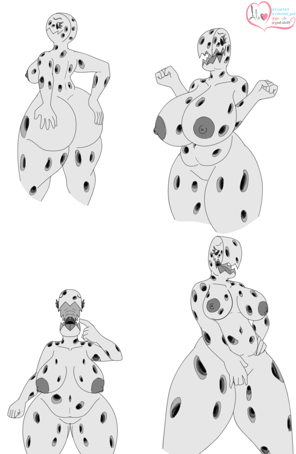 belly big_breasts big_butt breasts butt butt_grab cheese dairy_products digital_media_(artwork) female food food_creature food_humanoid fron front_view god-ale hand_on_butt hi_res holes_in_body huge_breasts humanoid masturbation monochrome monster navel nipples open_mouth rear_view sagging_breasts sketch slightly_chubby solo thick_thighs tongue wide_hips
