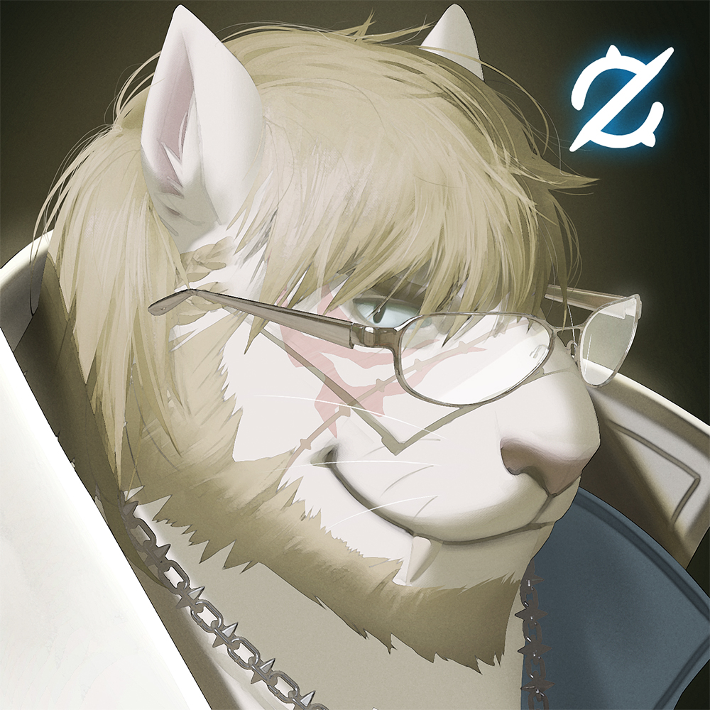 1:1 2021 anthro bangs beard black_background blonde_hair blue_clothing blue_sclera clothing eye_scar eyewear facial_hair facial_scar fangs felid final_fantasy final_fantasy_xiv fur glasses hair hrothgar inner_ear_fluff jacket male mammal pantherine portrait scar simple_background snout snout_scar solo square_enix taika_(nekoritaika) takahirosi teeth tiger topwear tuft white_body white_clothing white_fur white_jacket white_topwear