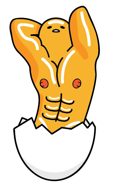 2019 abs animate_inanimate areola bald barazoku biceps black_eyes cursed_image egg egg_shell egg_yolk food food_creature food_humanoid frown frowning_at_viewer glistening glistening_abs glistening_arm glistening_arms glistening_body gudetama hands_behind_head humanoid humor looking_at_viewer male manly muscular narrowed_eyes nipples not_furry nude nude_male open_mouth orange_areola orange_body orange_nipples pecs portrait pose raised_arms sanrio shell simple_background simple_eyes solo squint teeth toony triceps unknown_artist what white_background