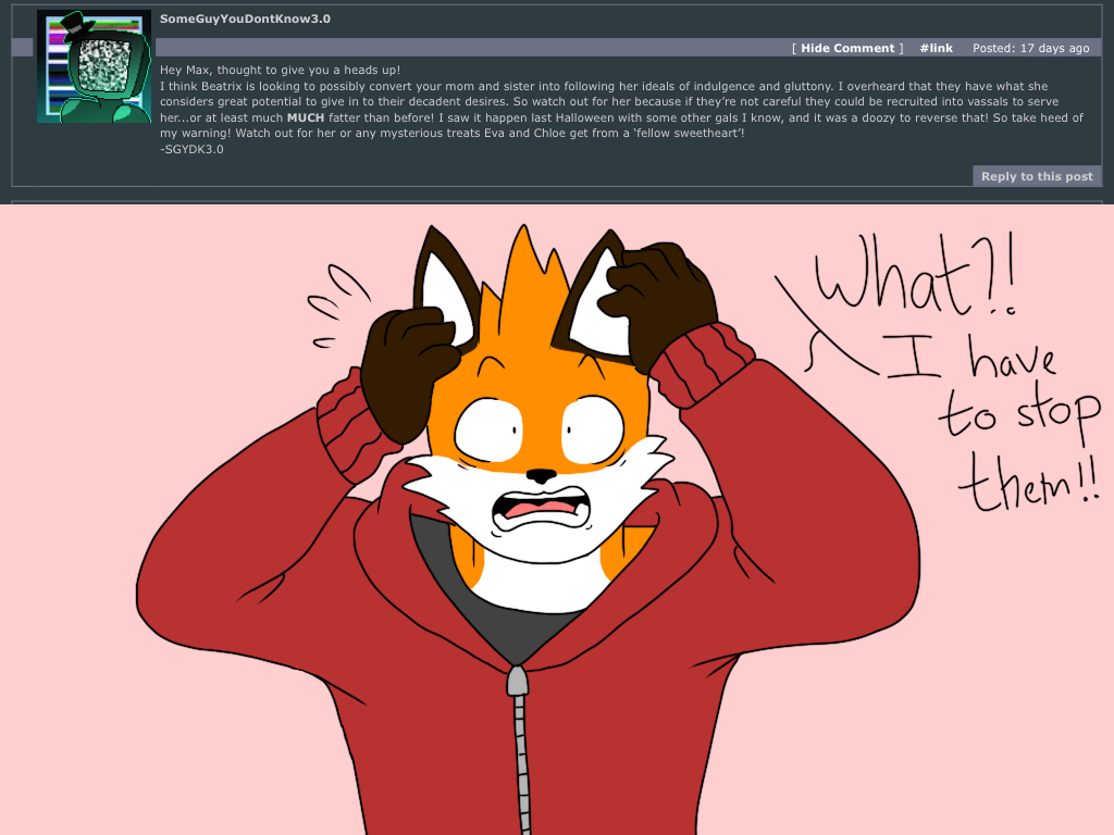 2018 4:3 5_fingers anthro ask_blog batspid2 black_eyebrows black_eyes black_nose brown_body brown_fur canid canine clothing digital_drawing_(artwork) digital_media_(artwork) ear_markings english_text exclamation eyebrows facial_markings facial_tuft fingers flat_colors fox front_view fur gloves_(marking) grey_clothing grey_topwear hand_on_head head_markings hoodie looking_at_viewer male mammal markings max_(batspid2) multicolored_body multicolored_fur open_mouth orange_body orange_fur pink_background pink_tongue question red_clothing red_topwear scared shirt simple_background slim_anthro slim_male solo sweatshirt teeth text tongue topwear white_body white_fur