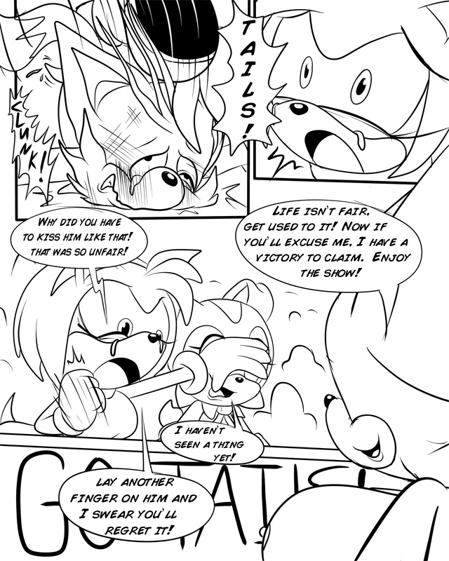 amy_rose anthro background_character bat blush bodily_fluids canid canine clothed clothing covering covering_eyes covering_face cream_the_rabbit dialogue eulipotyphlan female fox greenhill hedgehog lagomorph leporid male mammal miles_prower nipples rabbit rouge_the_bat sega sonic_the_hedgehog_(series) speech_bubble tears topless topless_female