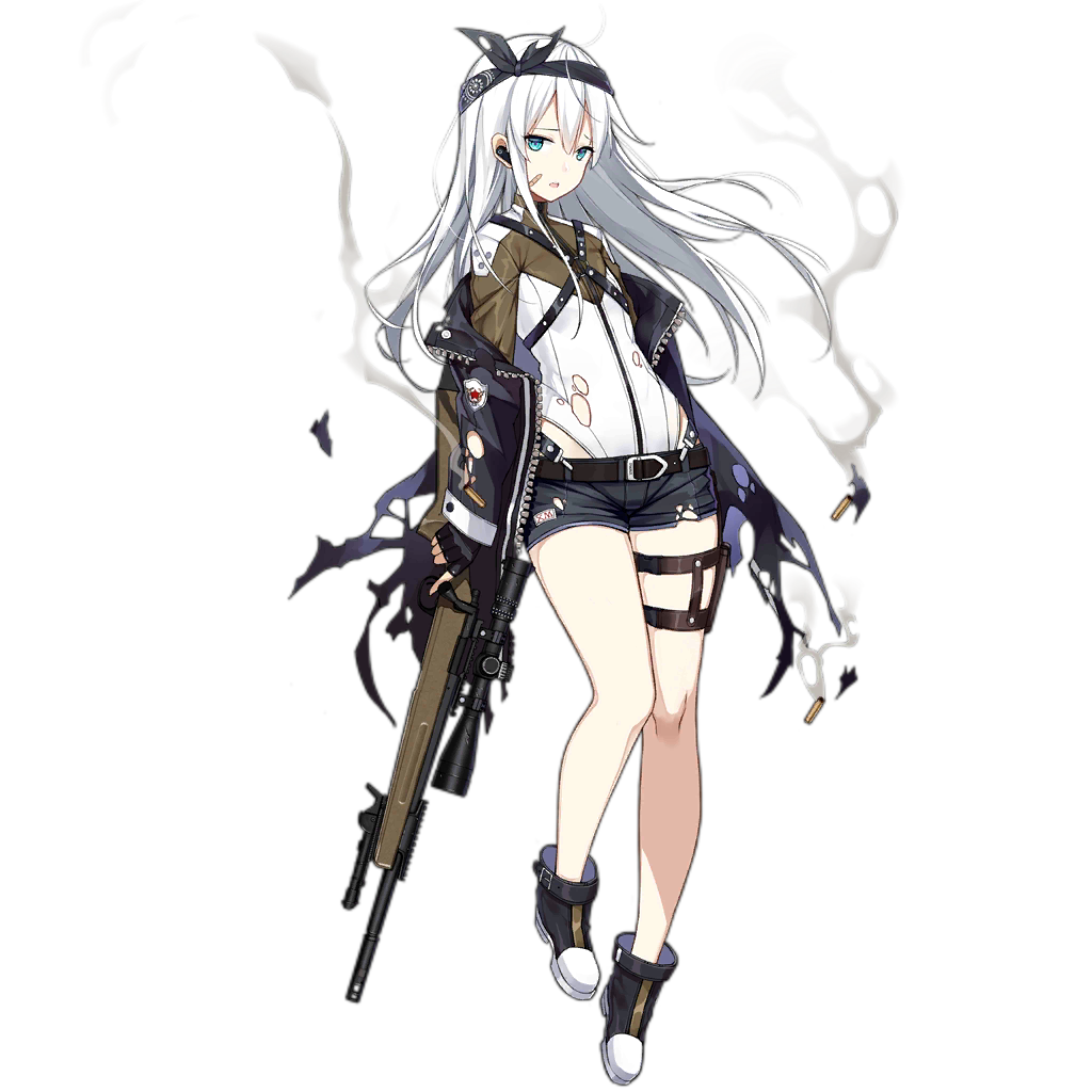 1girl bandaid bandaid_on_cheek bandaid_on_face bandana belt black_footwear black_gloves black_jacket black_shorts blue_eyes boots colored_shoe_soles darpa_xm-3 earpiece fingerless_gloves full-length_zipper full_body girls'_frontline gloves gun hair_between_eyes hand_on_own_hip holding holding_weapon jacket leotard long_hair looking_at_viewer official_art open_mouth rifle scope shell_casing shi-chen shorts smoke sniper_rifle solo standing thigh_strap torn_clothes torn_jacket torn_leotard torn_shorts transparent_background trigger_discipline weapon white_hair white_leotard xm3_(girls'_frontline) zipper