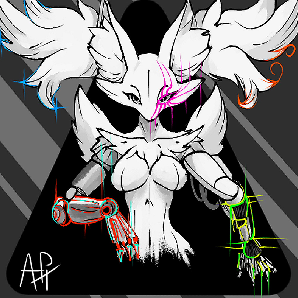 1:1 animal_humanoid anthro aph_(artist) big_breasts breasts bust_portrait canid canid_humanoid canine canine_humanoid comic cybernetic_arm cybernetic_limb cybernetics cyberpunk delphox elemental_creature elemental_humanoid elemental_manipulation female female/female fox fox_humanoid fox_spirit generation_6_pokemon humanoid machine mammal mammal_humanoid manga mechanical_arm monochrome nintendo pokemon pokemon_(species) portrait solo