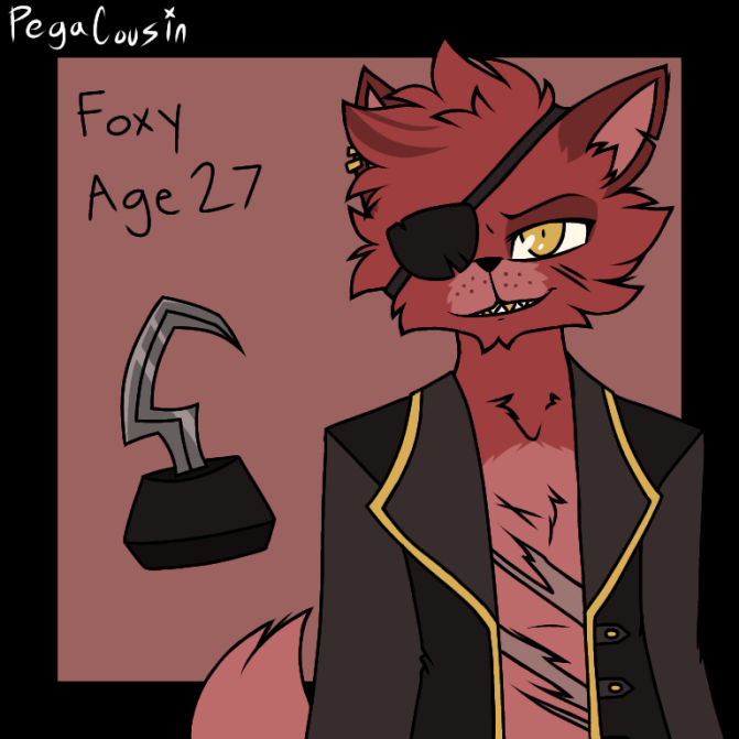 1:1 2022 adult_(lore) alcoholic animatronic brown_clothing canid canine clothing ear_piercing eye_patch eyewear five_nights_at_freddy's fox foxy_(fnaf) fur gold_(metal) gold_tooth hook hook_hand inner_ear_fluff machine male mammal model_sheet pegacousin piercing pirate_outfit red_body red_fur robot scottgames smile smirk solo stratches_on_belly tuft watermark yellow_eyes