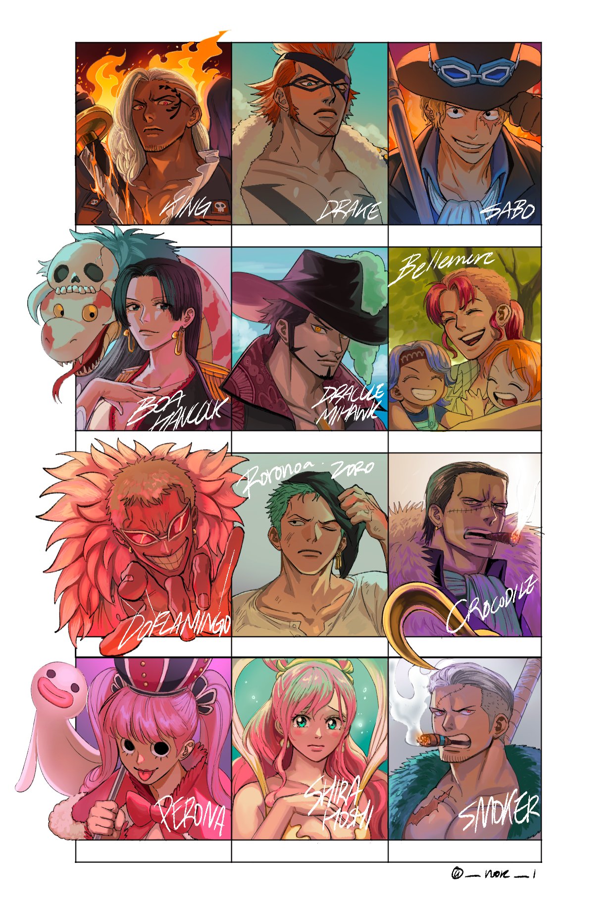 6+boys 6+girls :p bandana bellemere black_eyes boa_hancock breasts chest_tattoo cigar cleavage crocodile_(one_piece) crown dark-skinned_male dark_skin donquixote_doflamingo dracule_mihawk drill_hair evil_grin evil_smile expressionless fedora flower ghost goatee_stubble grin hat hat_flower highres holding holding_umbrella king_(one_piece) long_hair long_sideburns looking_at_viewer makeup mature_male multiple_boys multiple_drawing_challenge multiple_girls nami_(one_piece) nojiko nok_(nok_1) one_piece pectoral_cleavage pectorals perona pink_hair portrait roronoa_zoro sabo_(one_piece) scar scar_on_chin scar_on_face shirahoshi sideburns skull smile smoker_(one_piece) smoking snake tattoo tongue tongue_out top_hat umbrella x_drake