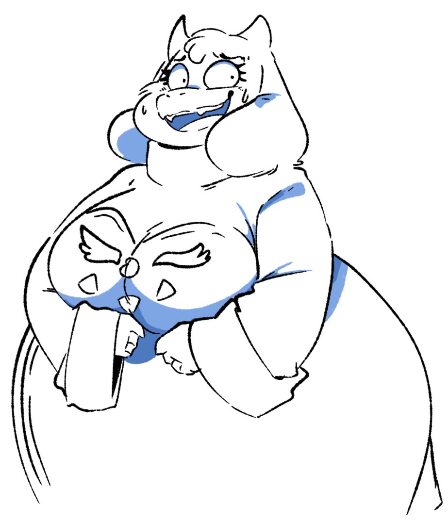 anthro big_breasts bodily_fluids boss_monster bovid breasts caprine clothed clothing curvy_figure delta_rune_(emblem) female floppy_ears horn hotcakehound mammal mature_anthro mature_female nervous open_mouth overweight overweight_anthro overweight_female simple_background solo sweat sweatdrop symbol thick_thighs toriel undertale undertale_(series) voluptuous white_background wide_hips