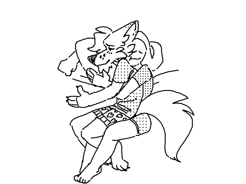 &lt;3 anon anthro bed bottomwear canid canine canis claws clothing conner_(sketchytoasty) duo embrace feet fingers furniture heart_underwear hug hugging_from_behind human interspecies_relationship larger_anthro_smaller_human male male/male mammal monochrome on_bed pillow romantic romantic_couple shirt shorts sketch sketchytoasty sleeping smile toes topwear underwear wolf