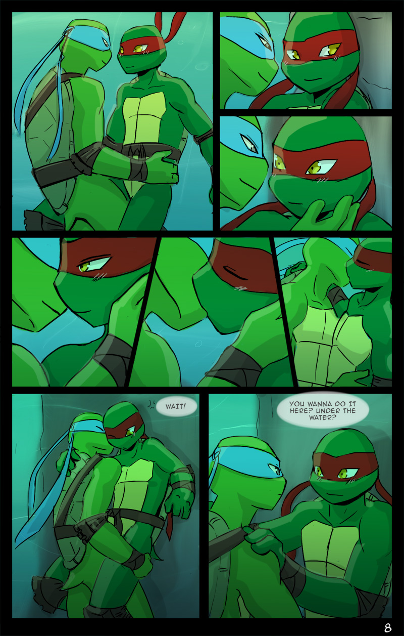 bandanna blush brother_(lore) brothers_(lore) comic dialogue duo hi_res incest_(lore) kerchief kissing leonardo_(tmnt) male momorawrr neattea outside raphael_(tmnt) reptile scalie sibling_(lore) teenage_mutant_ninja_turtles turtle underwater water