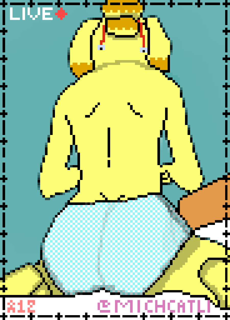 animal_crossing anthro butt canid canine canis clothing domestic_dog female hi_res humanoid mammal michcatli nintendo nitendo panties pixel pixelated solo underwear