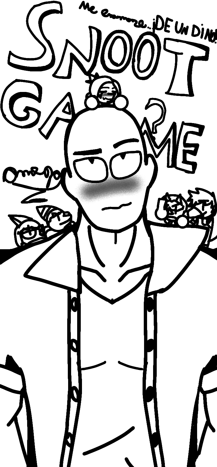 2023 3_horns anon_(snoot_game) anthro artist_name bald black_and_white blush ceratopsian clothing dinosaur dromaeosaurid eyes_closed eyewear fang_(gvh) female frill_(anatomy) gesture glasses goodbye_volcano_high group hadrosaurid hair head_crest hi_res horn human jacket male mammal middle_finger monochrome multi_horn naomi_(gvh) naser_(gvh) omegadeltadibuj ornithischian parasaurolophus pterodactylus pterosaur reed_(gvh) reptile scalie short_hair signature smile snoot_game snout spanish_text text theropod topwear translation_check translation_request triceratops trish_(gvh) velociraptor