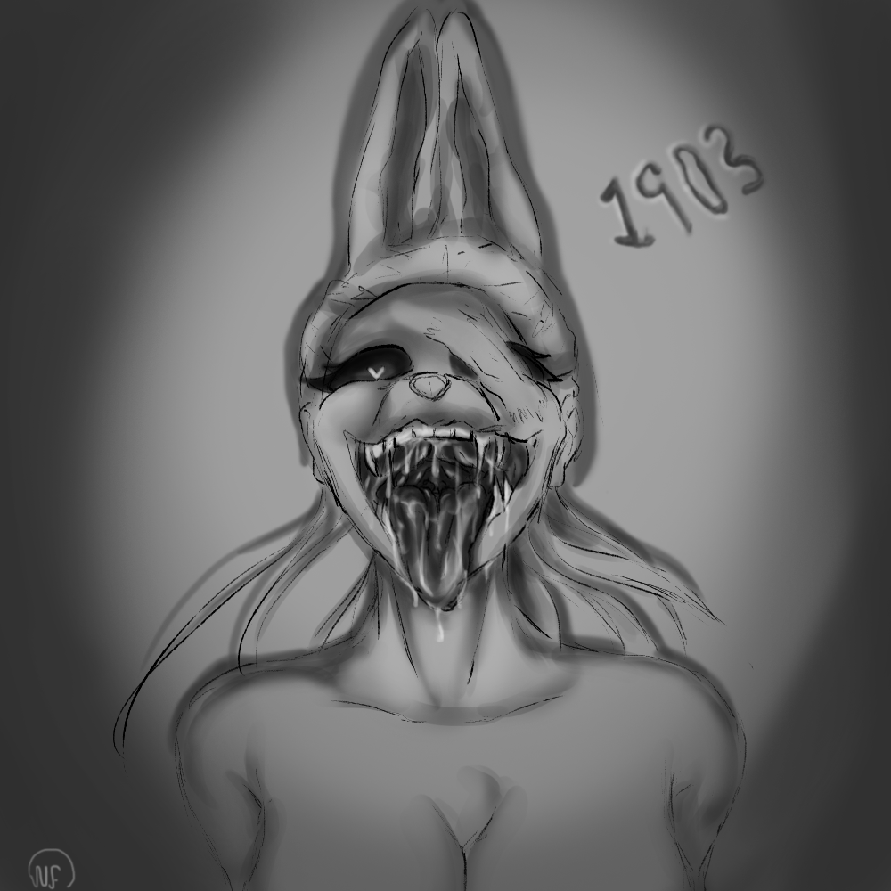 &lt;3 &lt;3_eyes animal_humanoid big_breasts black_sclera bodily_fluids breasts female humanoid lagomorph lagomorph_humanoid leporid leporid_humanoid looking_at_viewer mammal mammal_humanoid mouth_shot nofapplease_(artist) open_mouth oral_invitation rabbit rabbit_ears rabbit_humanoid saliva scp-1903 scp_foundation solo teeth teeth_showing tongue tongue_out