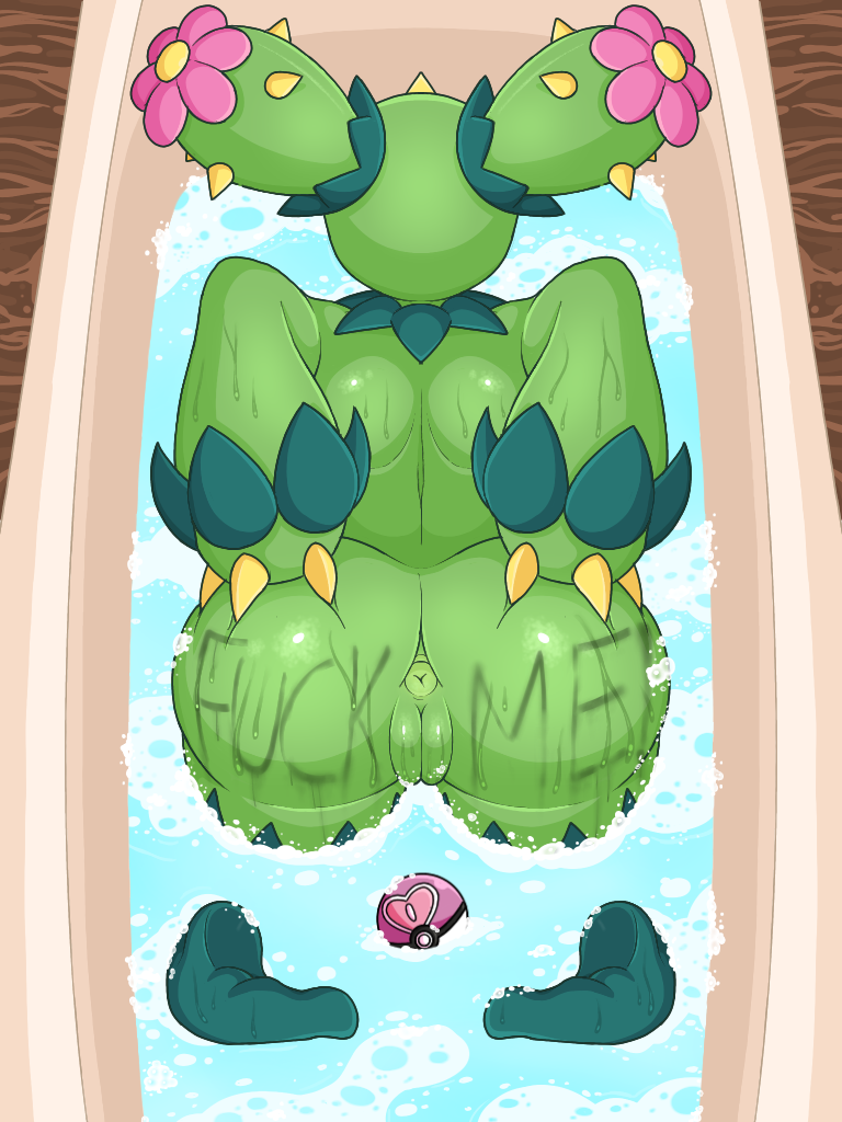 2023 3:4 anus arched_back bathing bathtub big_butt bubble_butt butt butt_focus butt_squish clenched_feet detailed_background digital_drawing_(artwork) digital_media_(artwork) elemental_creature elemental_humanoid female flora_fauna generation_5_pokemon genitals gravity_breaker green_body green_skin hand_on_butt hand_on_own_butt humanoid love_ball maractus nintendo not_furry nude partially_submerged plant plant_humanoid plump_labia pokeball pokemon pokemon_(species) presenting presenting_hindquarters profanity pussy rear_view solo spread_butt spreading squish suds water wet wide_hips writing_on_butt