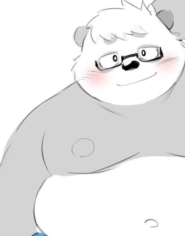2023 anthro bear belly big_belly blush eyewear giant_panda glasses kemono male mammal moobs navel nipples sasayama_akira sessa solo vtuber