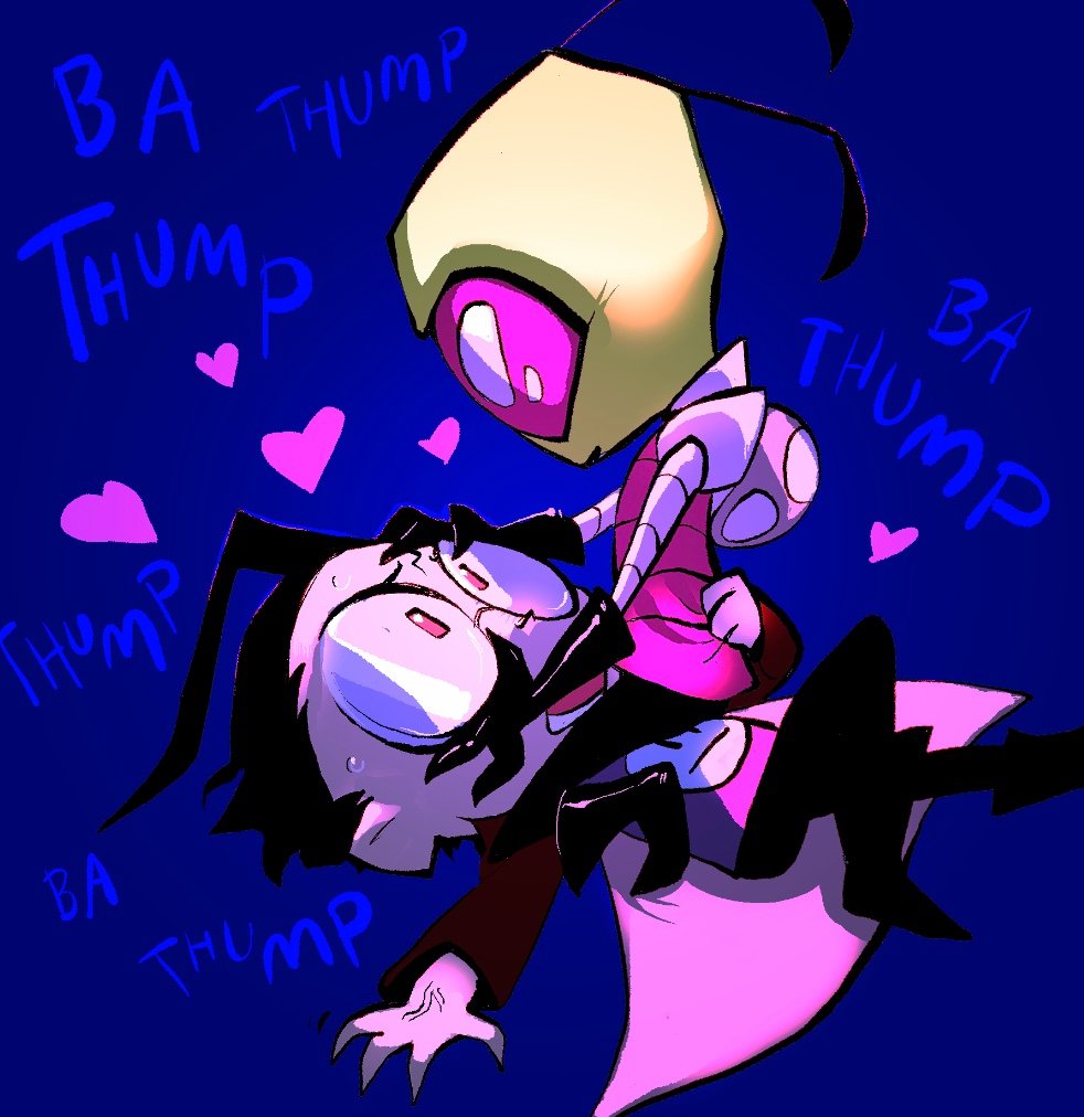 &lt;3 alien alien_humanoid antennae_(anatomy) clothed clothing dib_membrane dokudrinker duo eyewear glasses human humanoid invader_zim irken male mammal nickelodeon not_furry zim_(invader_zim)