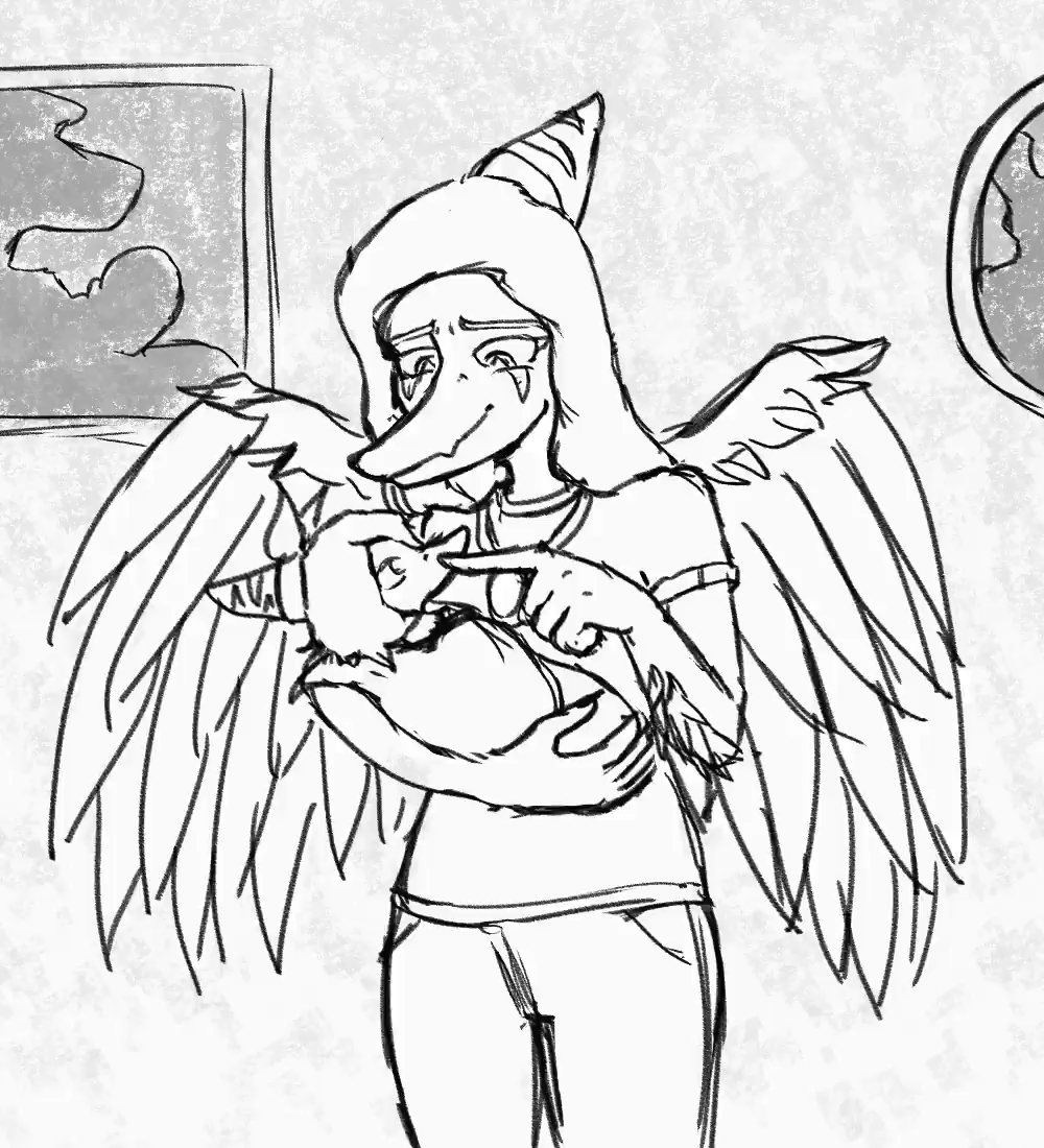 10:11 5_fingers amber_(snoot_game) animated anthro baby bottomwear clothed clothing daughter_(lore) duo fang_(gvh) feathered_wings feathers female fingers frill_(anatomy) goodbye_volcano_high hair holding_another jacket_ignites jewelry monochrome mother_(lore) mother_and_child_(lore) mother_and_daughter_(lore) necklace pants parent_(lore) parent_and_child_(lore) parent_and_daughter_(lore) pendant pterodactylus pterosaur reptile scalie shirt smile snoot_game standing topwear wings young