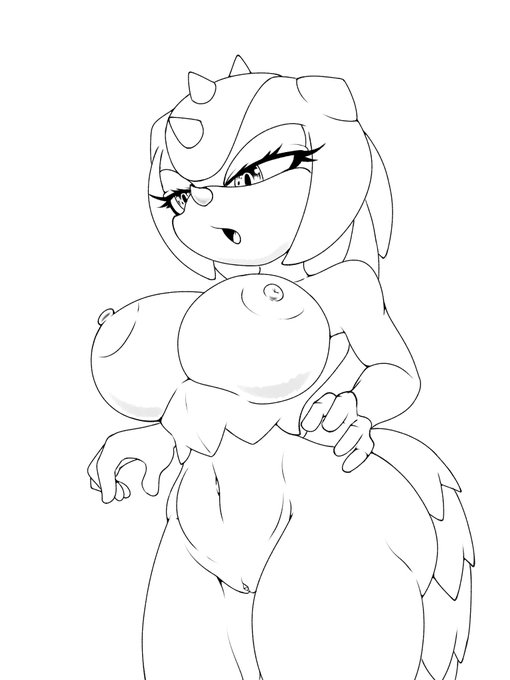 anthro barely_sly big_breasts breasts erect_nipples female horn nipples sega solo sonic_the_hedgehog_(series) sultry_gaze sungazer_(lizard) trip_the_sungazer wide_hips