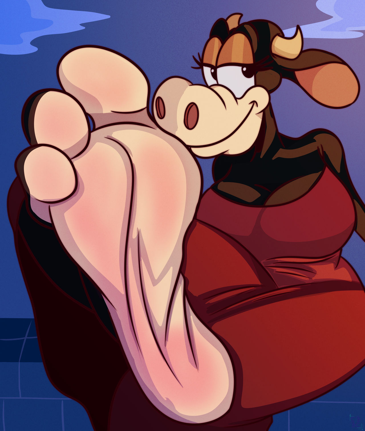 3_toes barefoot bcm13 bovid bovine cattle clarabelle_cow disney feet female foot_focus hi_res mammal soles toes