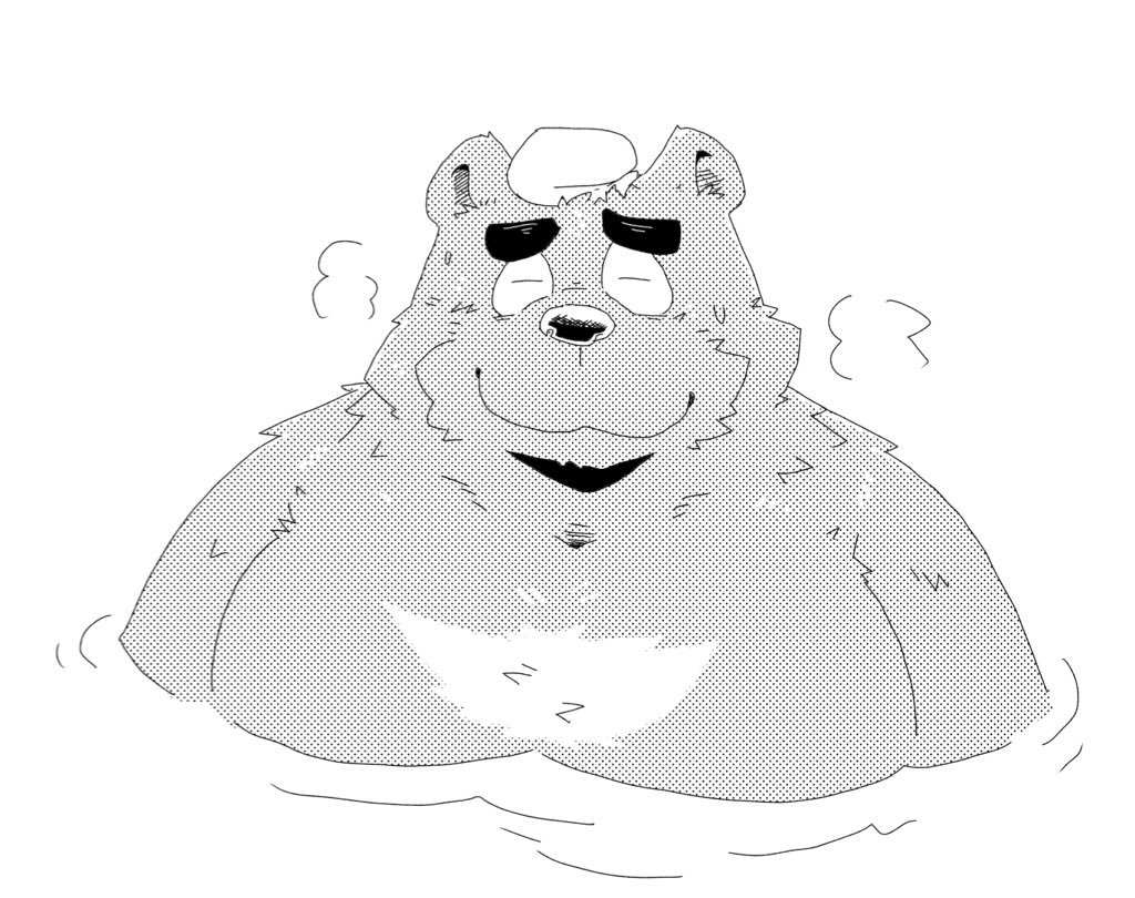 2023 anthro bathing bear biped eyes_closed kemono male mammal overweight overweight_male solo suishou0602 towel