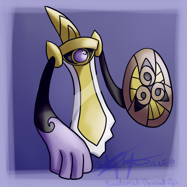 1_eye 2013 4_fingers aegislash ambiguous_gender animate_inanimate artist_name border fingers floating generation_6_pokemon matchaghost multicolored_body nintendo pokemon pokemon_(species) pupils purple_background purple_border purple_sclera signature simple_background solo two_tone_body watermark white_pupil white_pupils