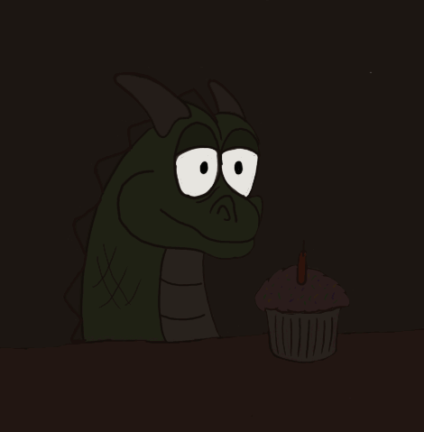 animated anthro birthday_cake breath cake candle cupcake dark dessert dragon female feral fire food light low_res male rathkin solo