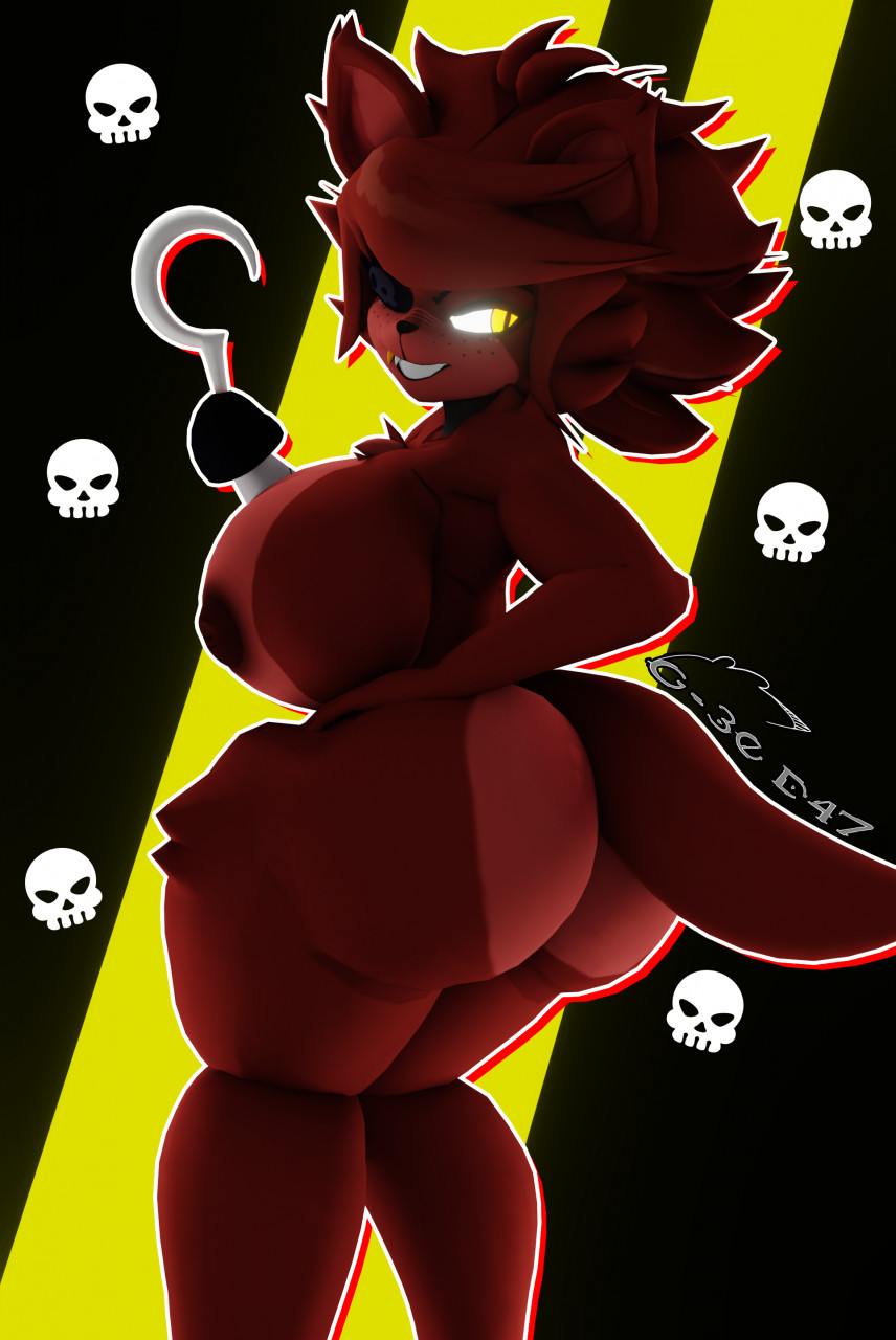2022 3d_(artwork) animatronic anthro big_breasts big_butt breasts butt canid canine crossgender curvaceous curvy_figure digital_media_(artwork) eye_patch eyewear female five_nights_at_freddy's fox foxy_(cally3d) foxy_(fnaf) fredina's_nightclub fur geodat64 hair hi_res hook hook_hand huge_breasts machine mammal mtf_crossgender narrowed_eyes nipples nude red_body red_fur robot scottgames seductive smile solo tail voluptuous wide_hips